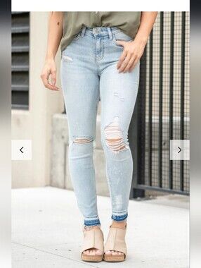 Flying Monkey Beach House Mid-Rise Ankle Skinny Distressed Stretch Jeans F4245